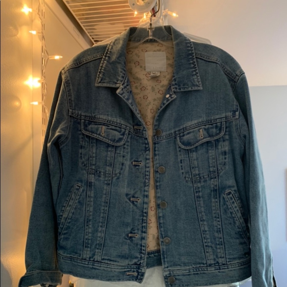 J Jill Well loved denim jacket with floral lining